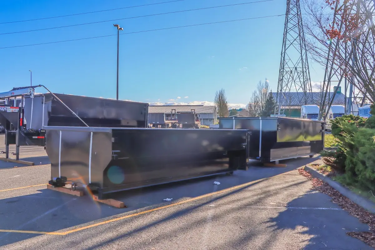 Roll-off dumpster ready for waste disposal at job site for 15 Yard Dumpster Rental in Cherry Hill